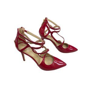 Michael Kors SKU 482 Red Patent Leather Strappy Pointed Toe Heels Size 8.5